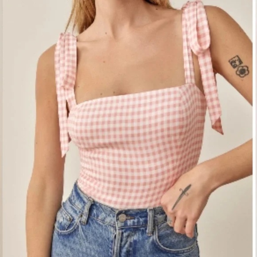 Reformation "Ellora" tie shoulder Top